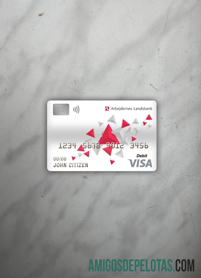 Dinamarca Arbejdernes Landsbank Bank Visa Cartão de Débito Foto Look Front exemplo